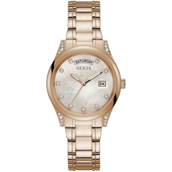 Guess Women’s Quartz Rose Gold Stainless Steel Mother Of Pearl Dial 36mm Watch GW0047L2